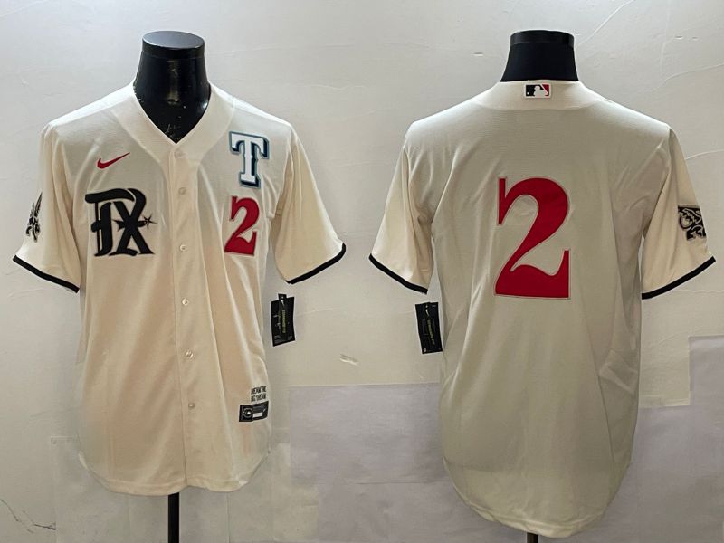 Men Texas Rangers #2 No Name Cream City Edition Game Nike 2025 MLB Jersey style 2